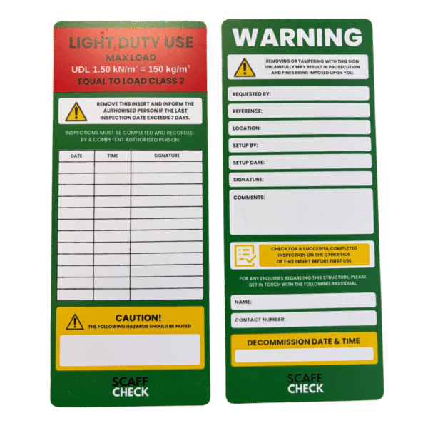 400163-ScaffCheck-Light-Duty-Use-Tag ScaffCheck Light Duty Inserts - Scaffold Tagging Systems | MPS Construction Supplies