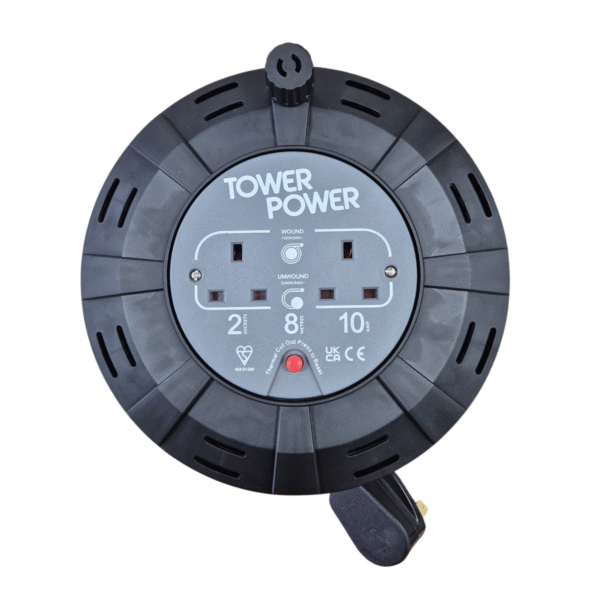 8m 2 Socket Power Cable Reel with Thermal Safety Cut Out – 10 Amp Cassette - Site Consumables | MPS Construction Supplies